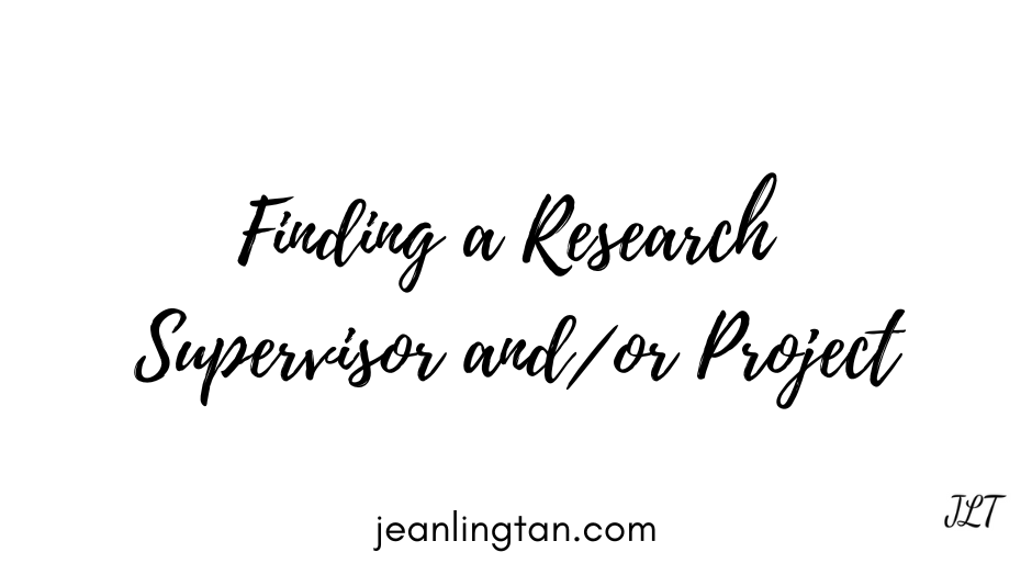 Finding a Research Supervisor and/or&nbsp;Project